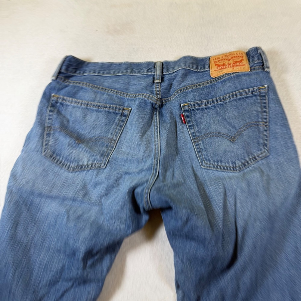 Levis‎ 559 Relaxed Straight Mens Jeans 36x30 Medium Wash Blue Distressed Denim